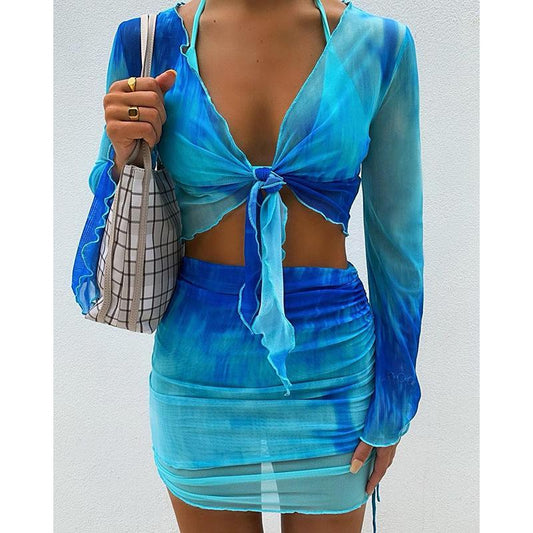 Tie Dye Mesh Two Piece Set