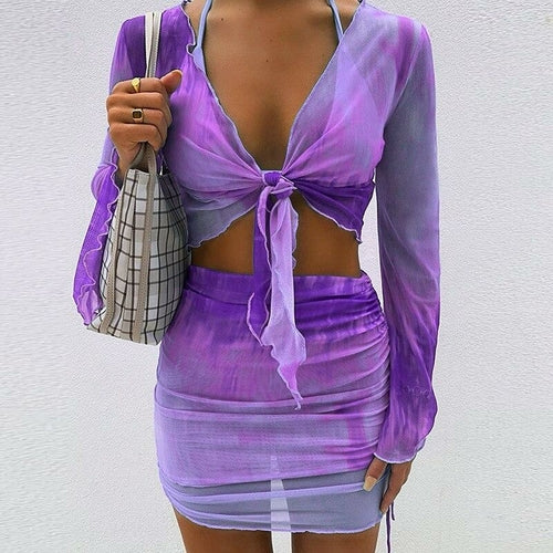 Tie Dye Mesh Two Piece Set