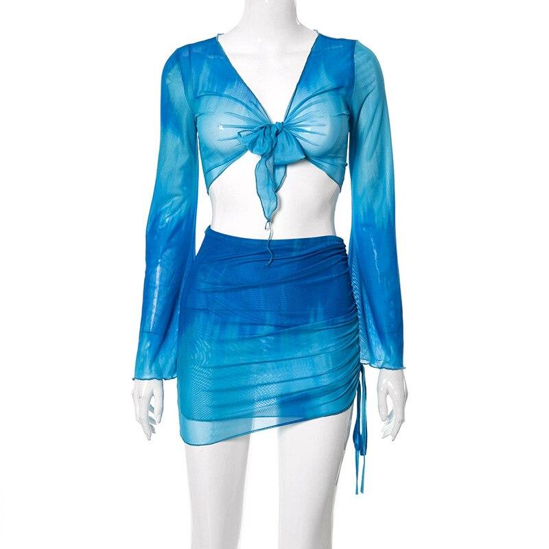 Tie Dye Mesh Two Piece Set