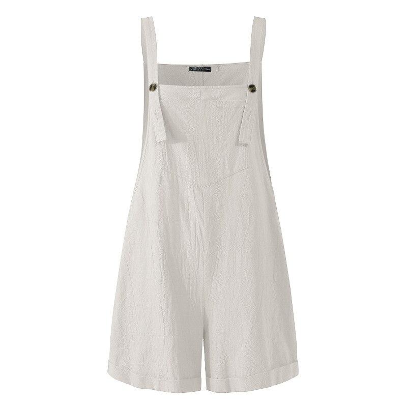 Solid Cotton Linen Short Jumpsuit