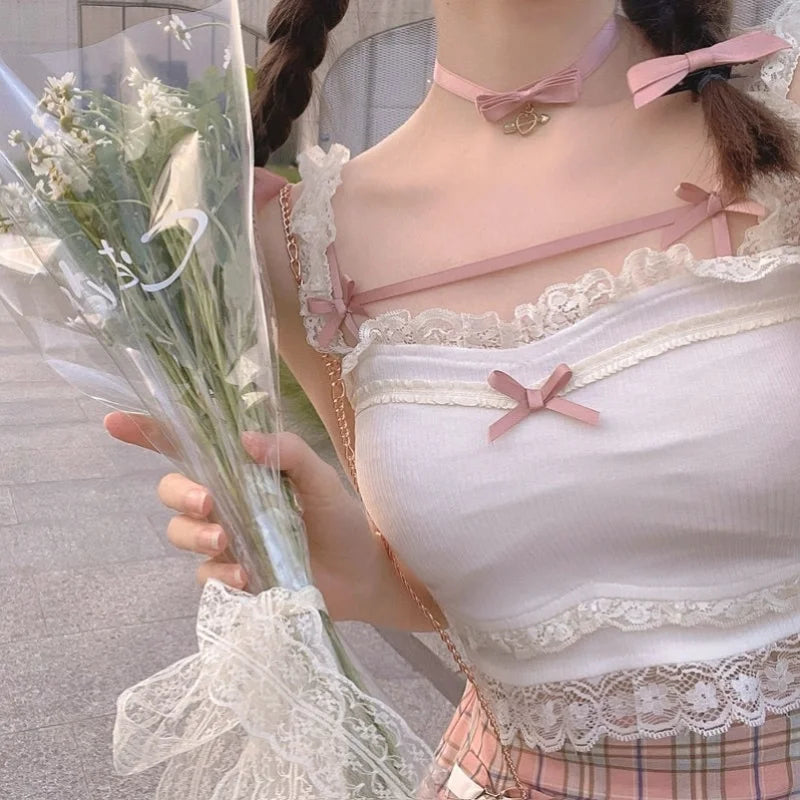 Lace Tank Top with Bows